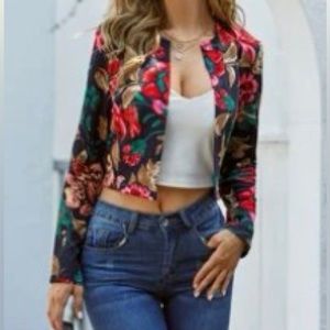 NEW shein floral cropped jacket